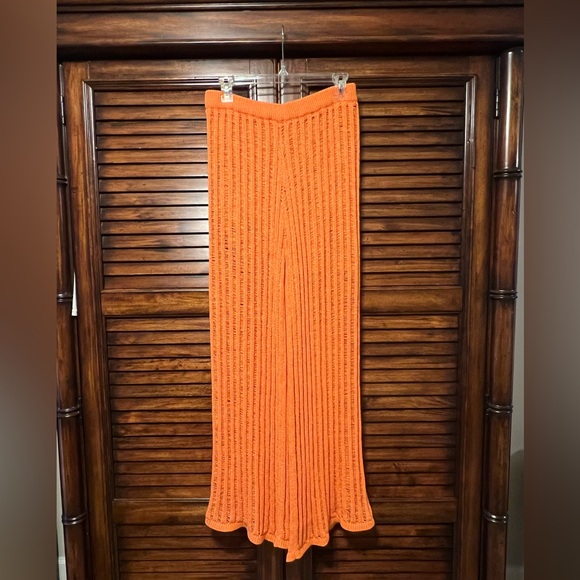 Ellison Pants - Ellison Orange Wide Leg Flared Lined Bohemian Pants Sz Lg